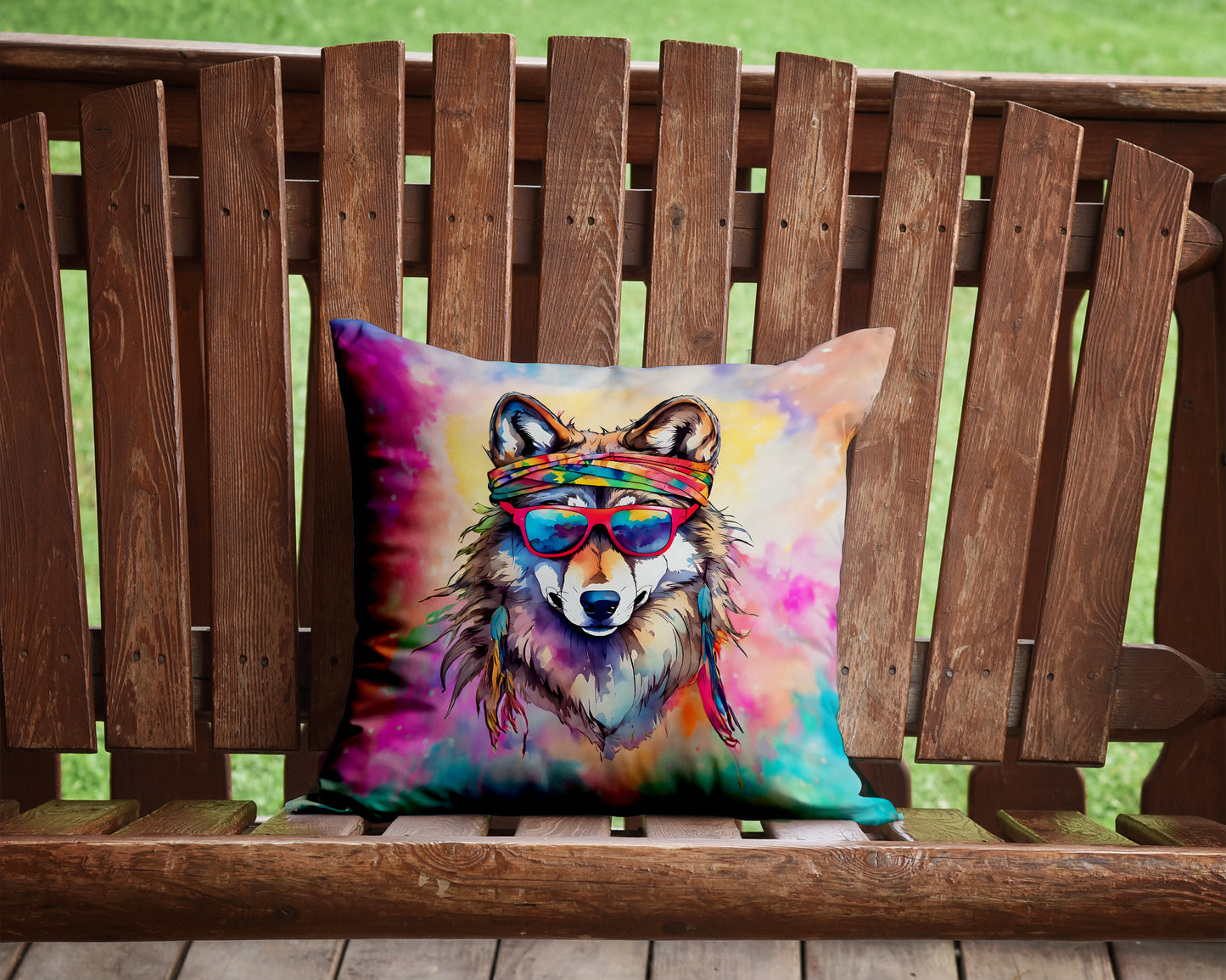 Hippie Animal Wolf Throw Pillow