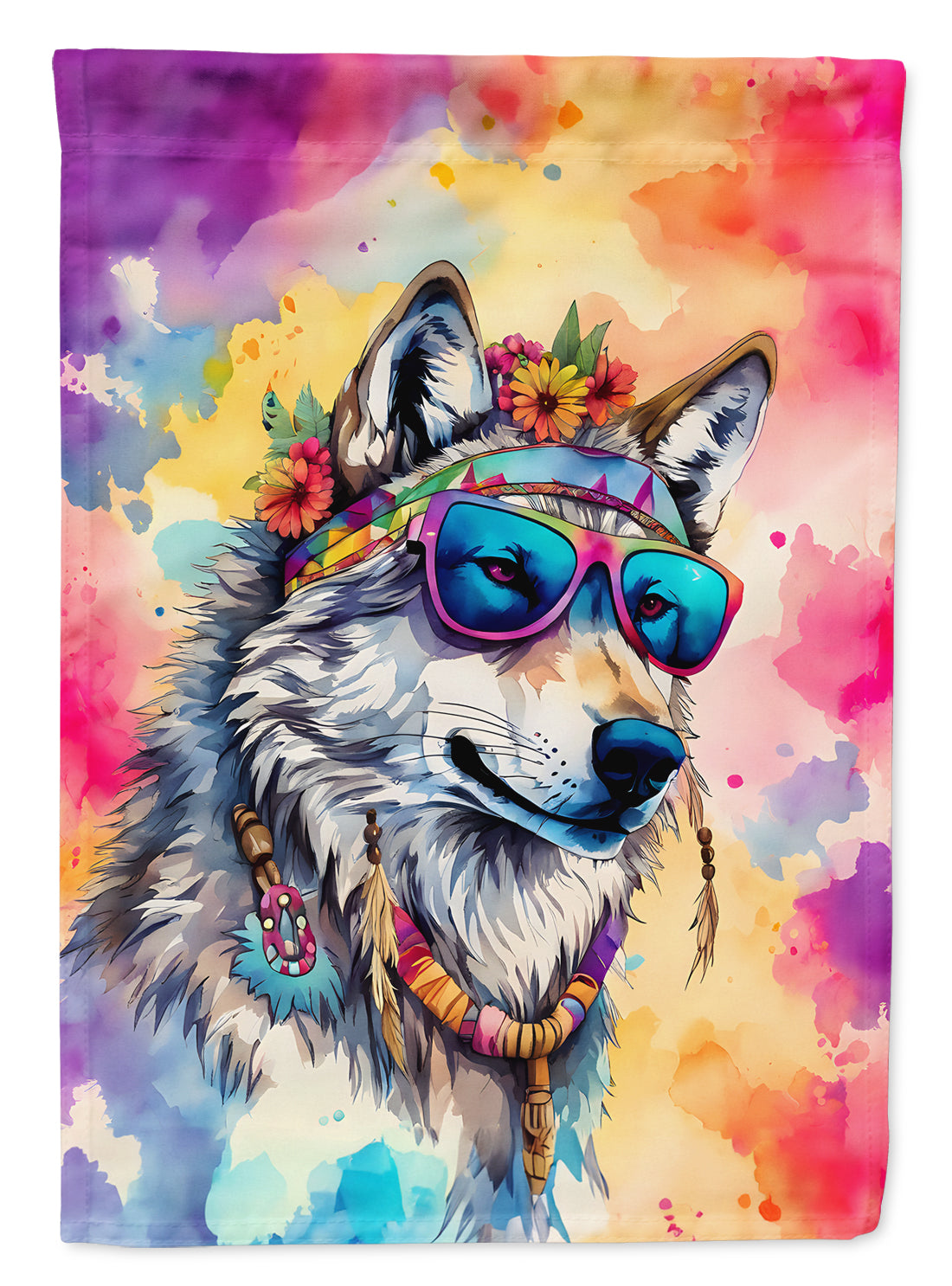 Buy this Hippie Animal Wolf Garden Flag