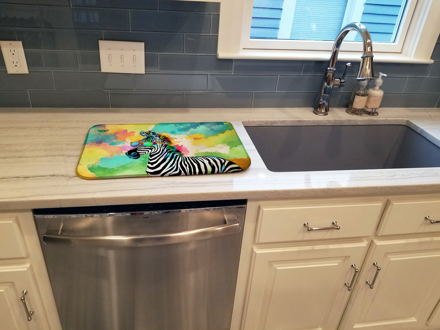 Hippie Animal Zebra Dish Drying Mat