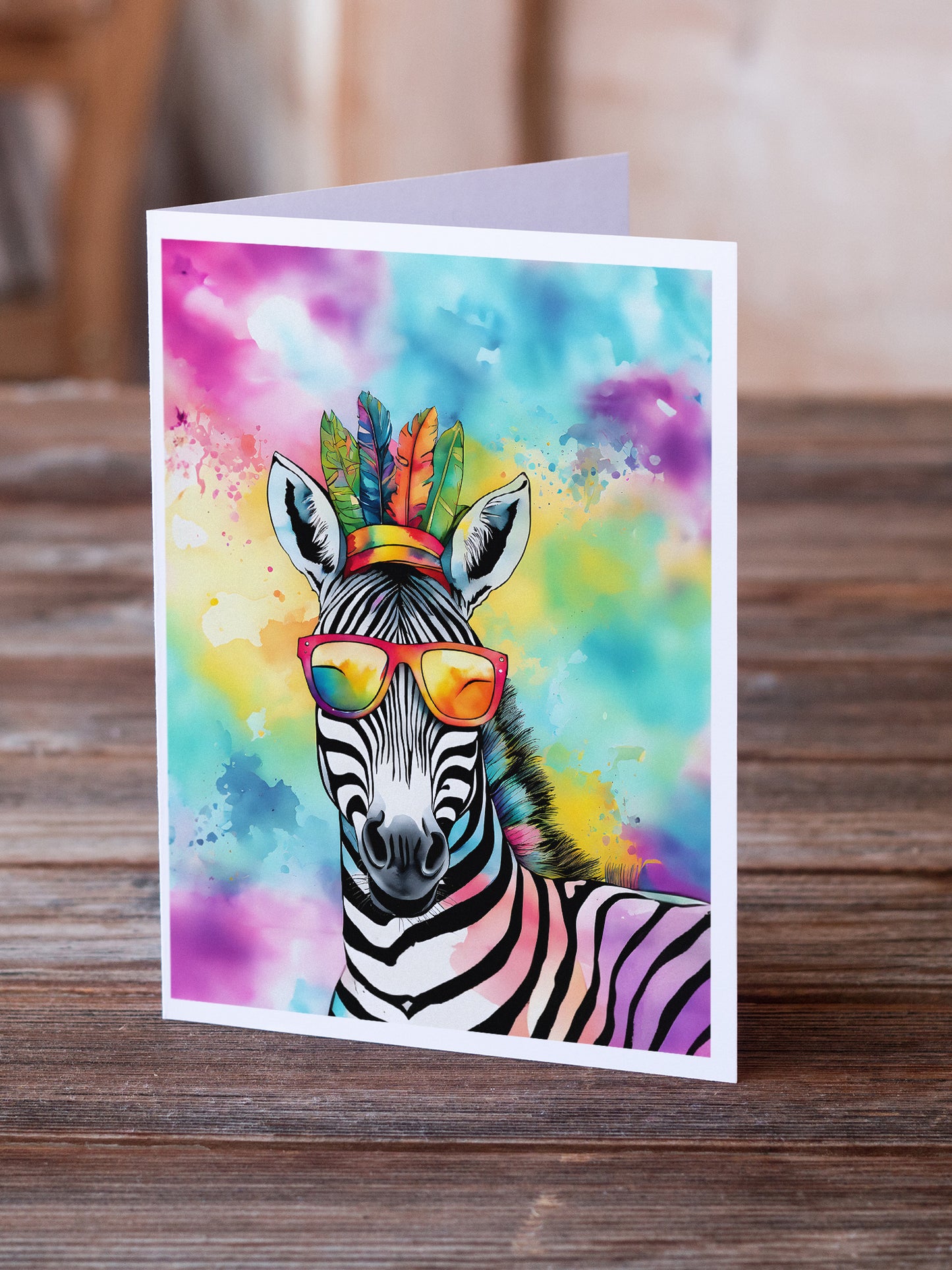 Hippie Animal Zebra Greeting Cards Pack of 8