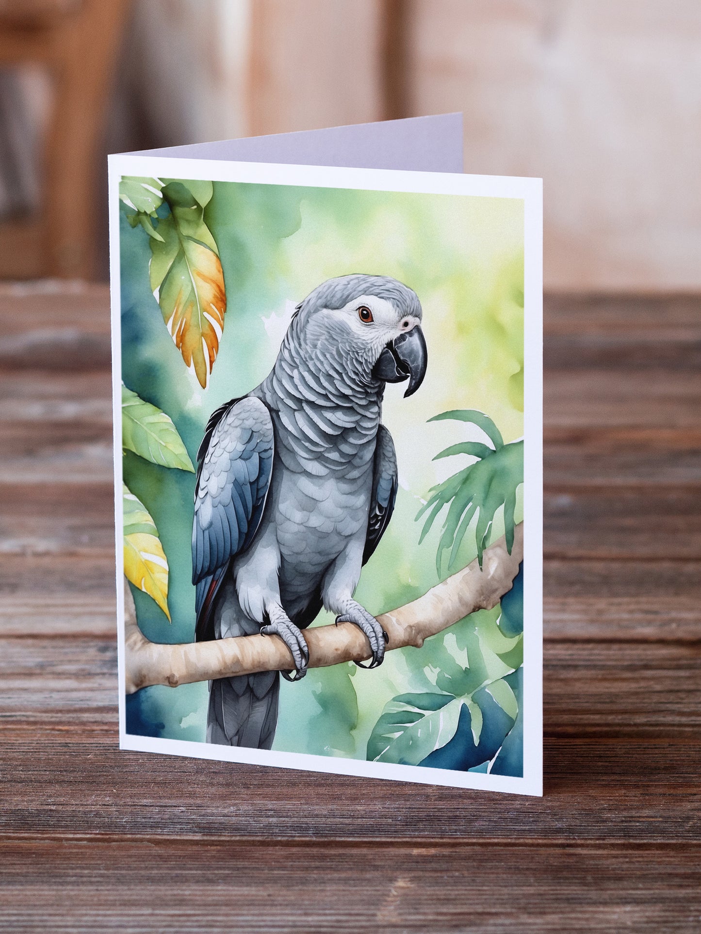 African Grey Parrot Greeting Cards Pack of 8