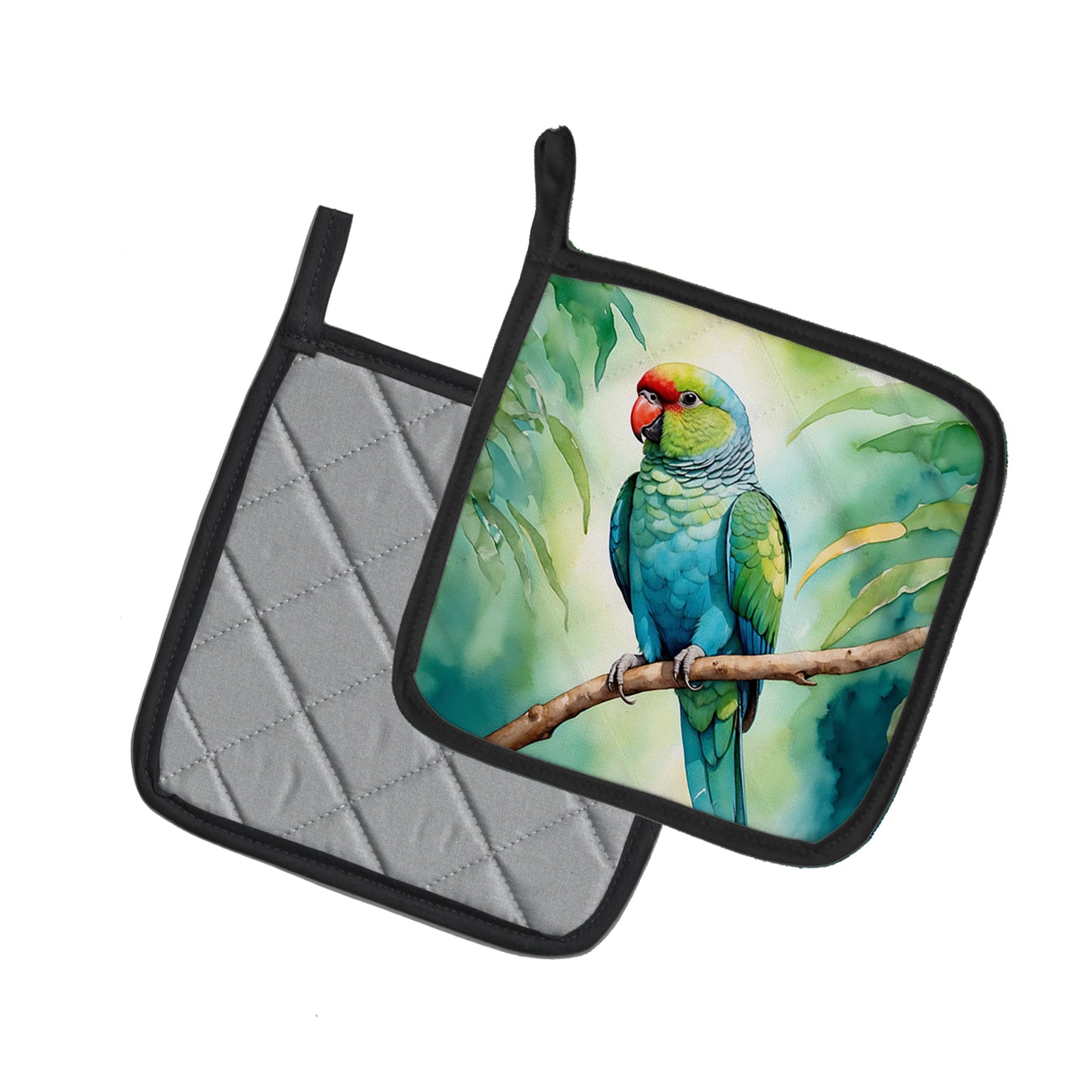 African Ringneck Parrot Pair of Pot Holders