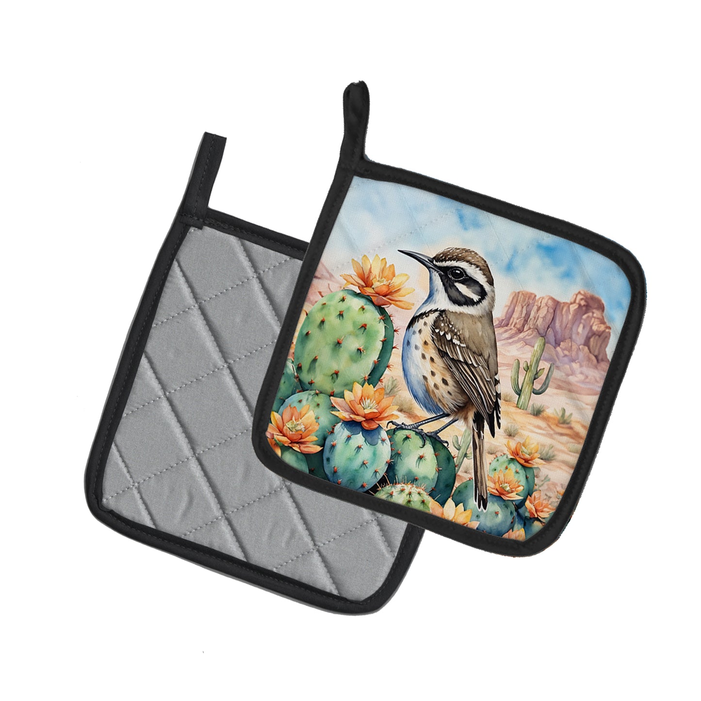 Arizona Cactus Wren Pair of Pot Holders