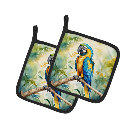 Buy this Blue and Gold Macaw Pair of Pot Holders