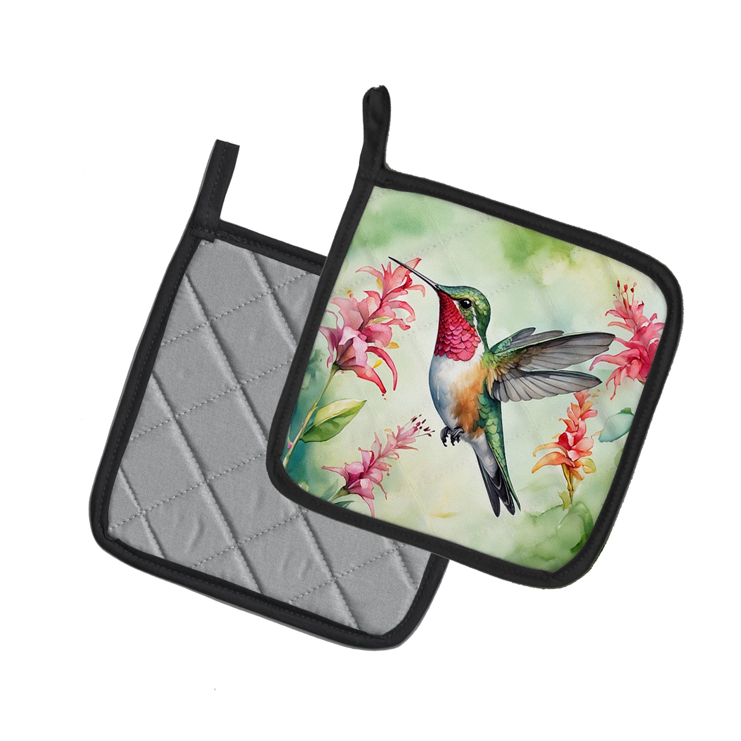 Broadtailed Hummingbird Pair of Pot Holders