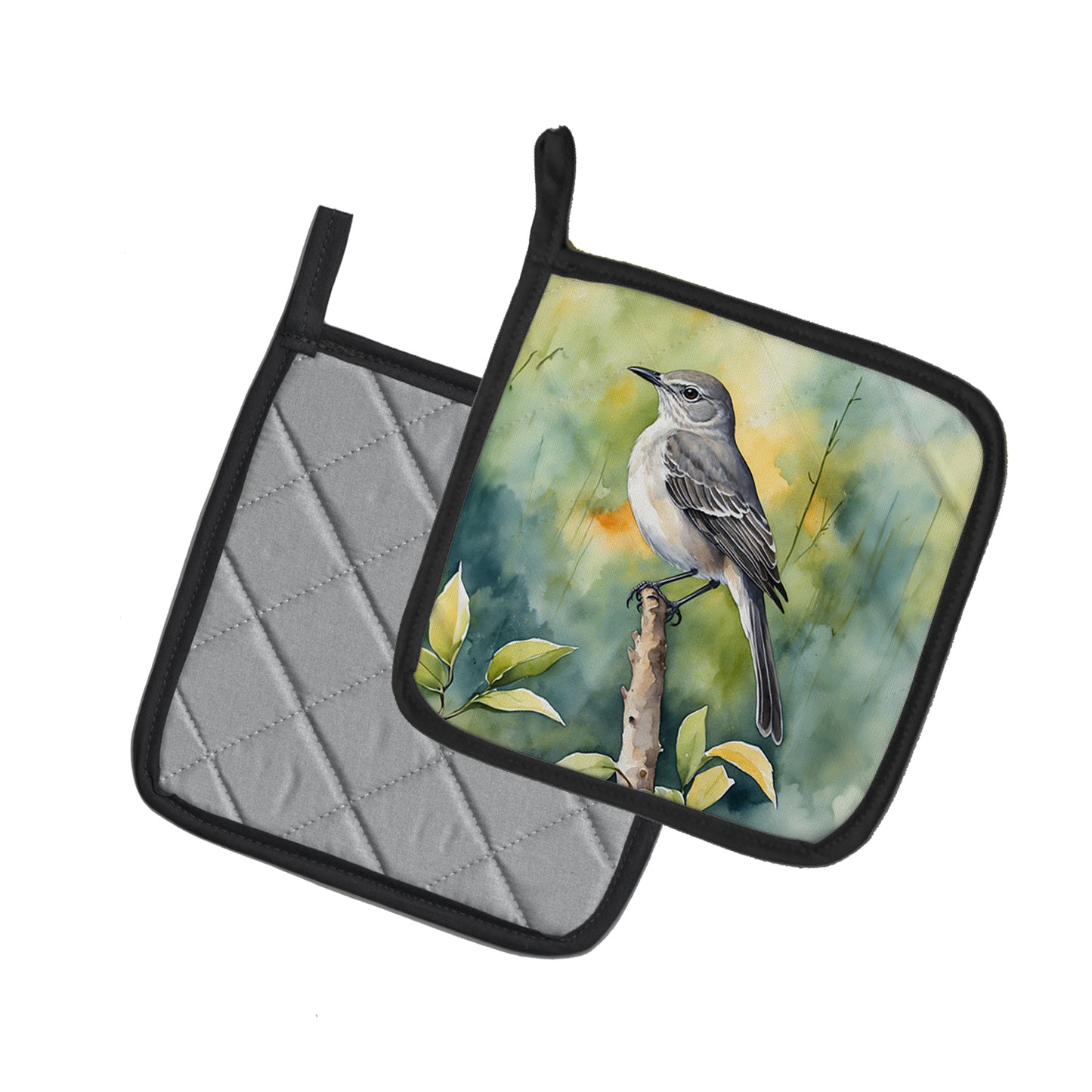 Florida Northern Mockingbird Pair of Pot Holders