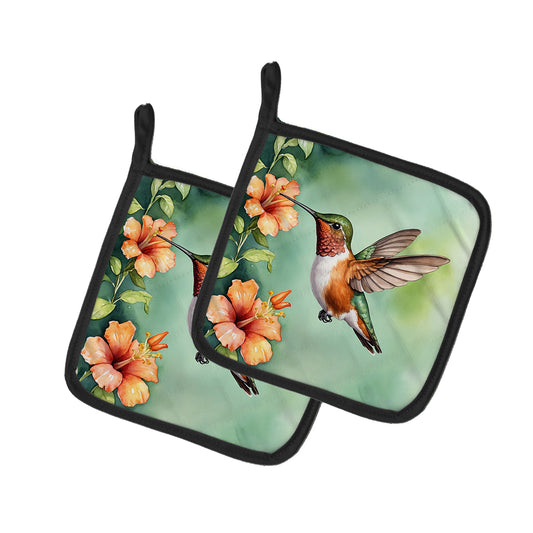 Buy this Rufous Hummingbird Pair of Pot Holders