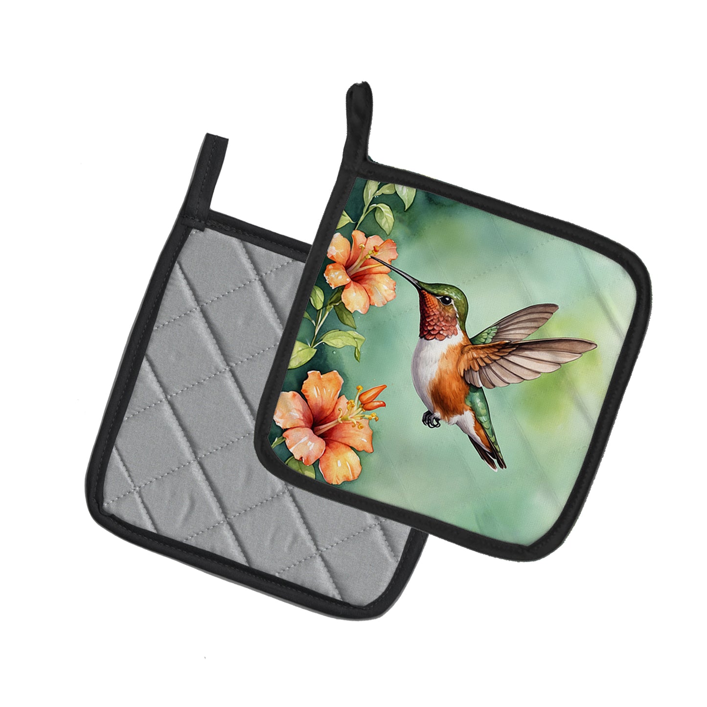 Rufous Hummingbird Pair of Pot Holders