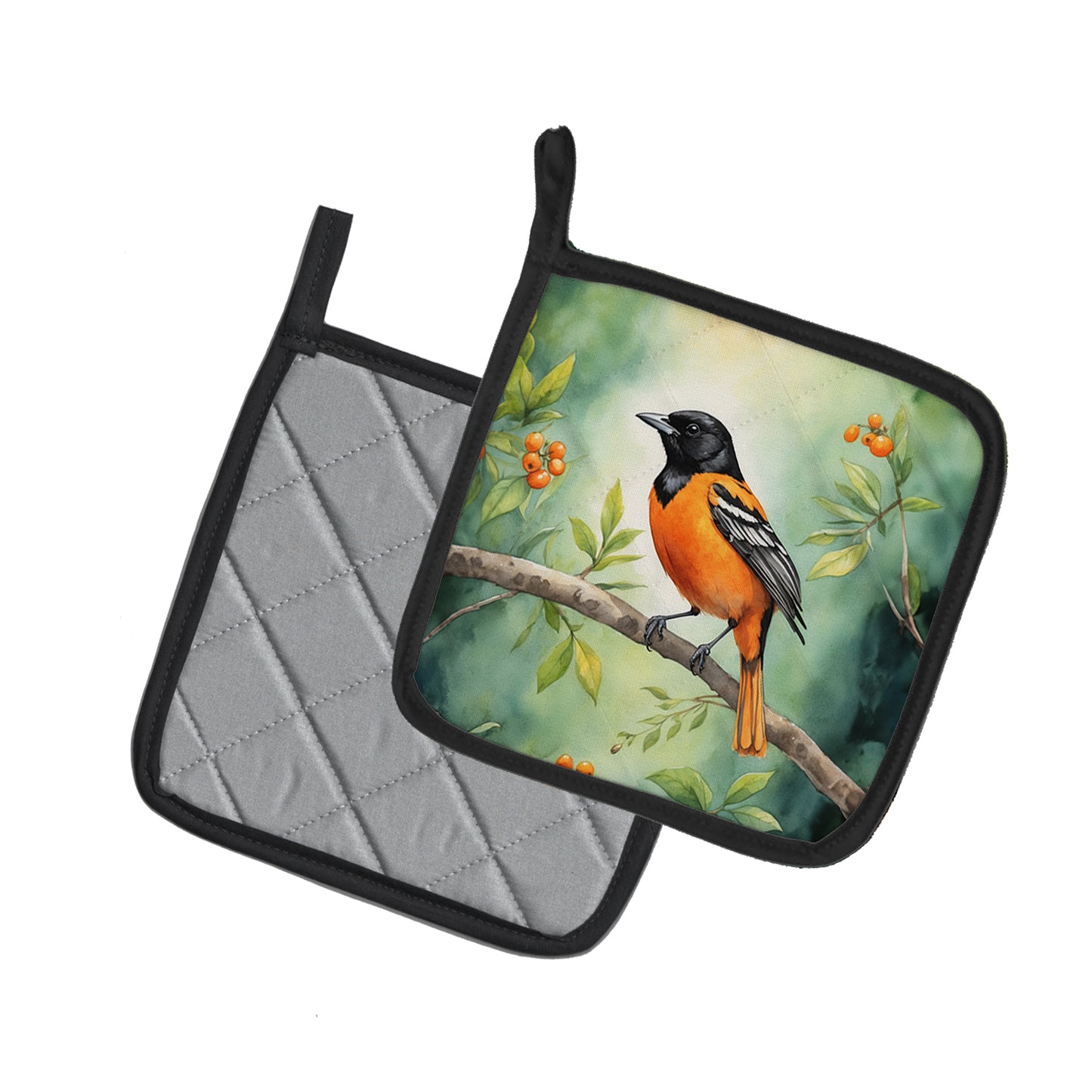 Maryland Baltimore Oriole Pair of Pot Holders