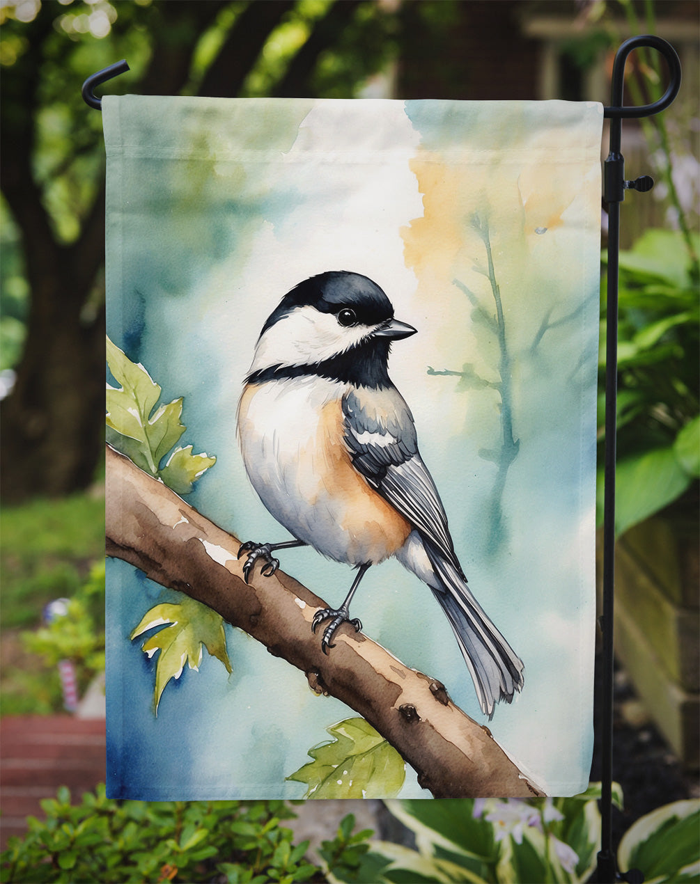 Massachusetts Blackcapped Chickadee Garden Flag