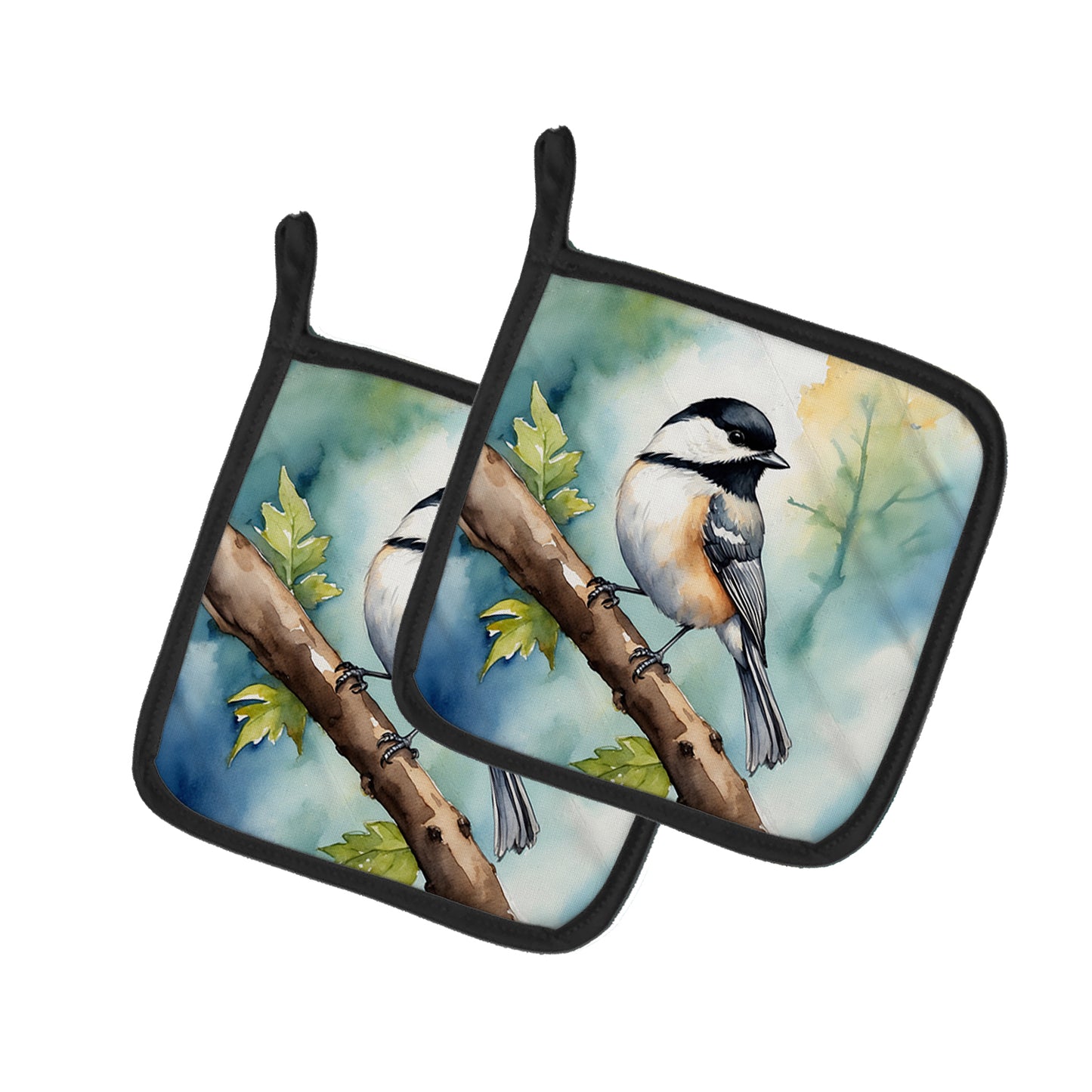 Buy this Massachusetts Blackcapped Chickadee Pair of Pot Holders