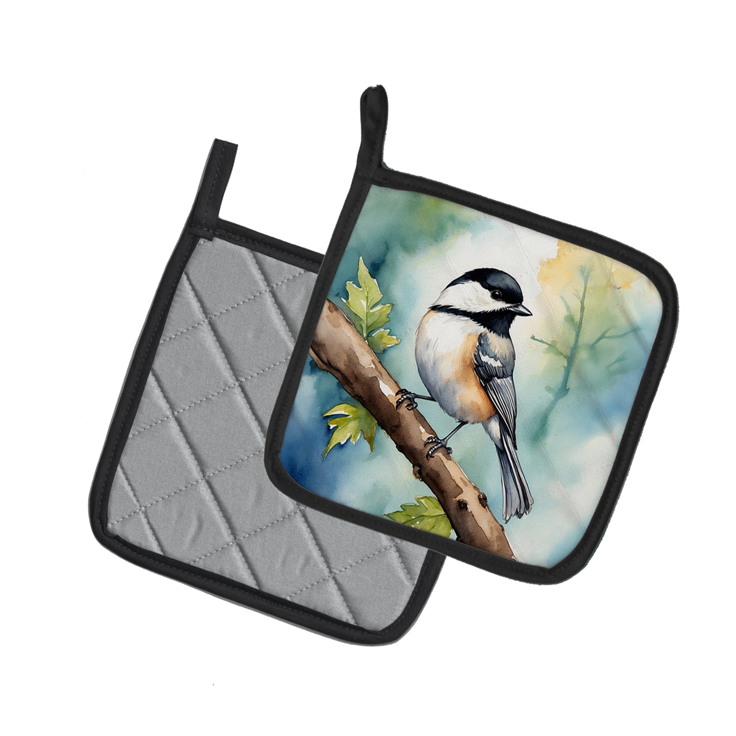 Massachusetts Blackcapped Chickadee Pair of Pot Holders