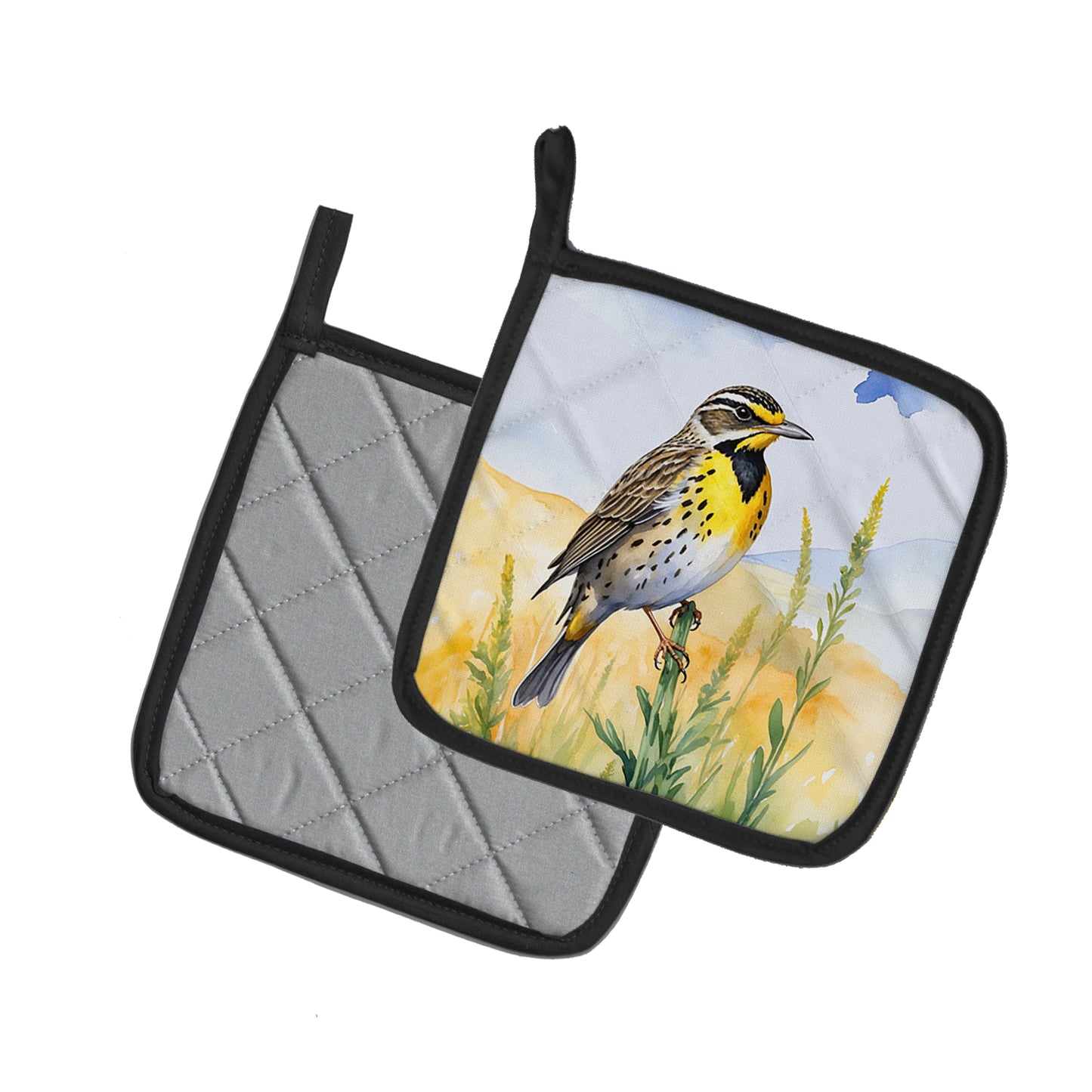 Nebraska Western Meadowlark Pair of Pot Holders