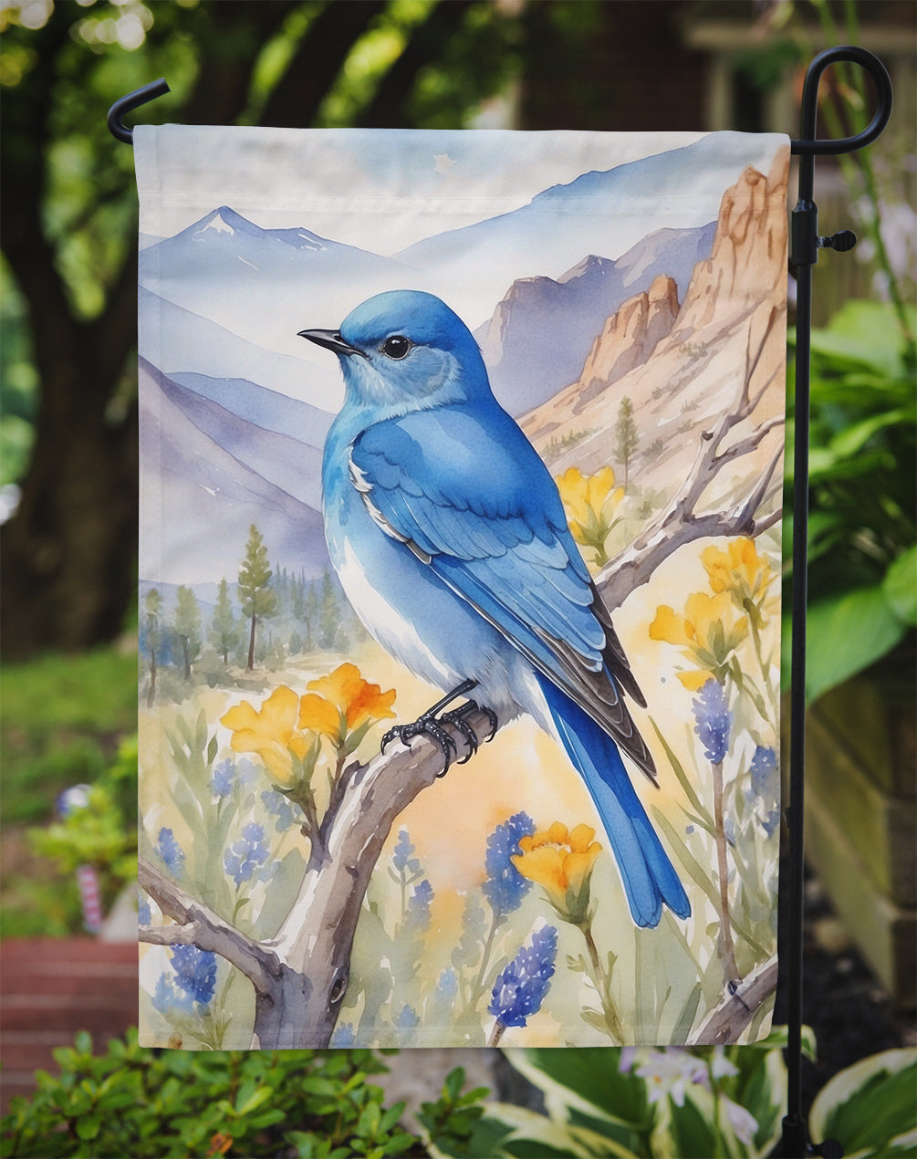 Nevada Mountain Bluebird Garden Flag