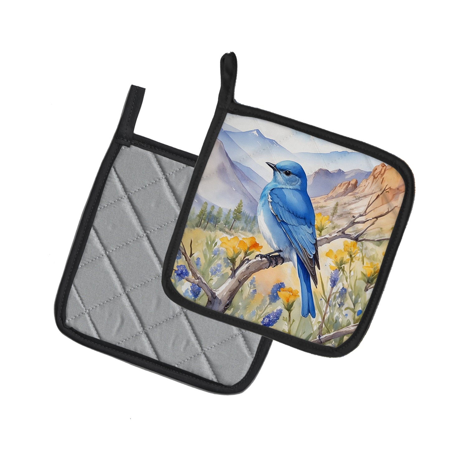 Nevada Mountain Bluebird Pair of Pot Holders