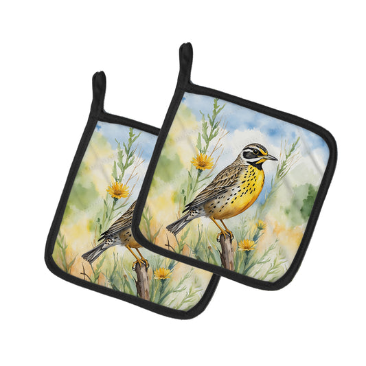 Buy this North Dakota Western Meadowlark Pair of Pot Holders