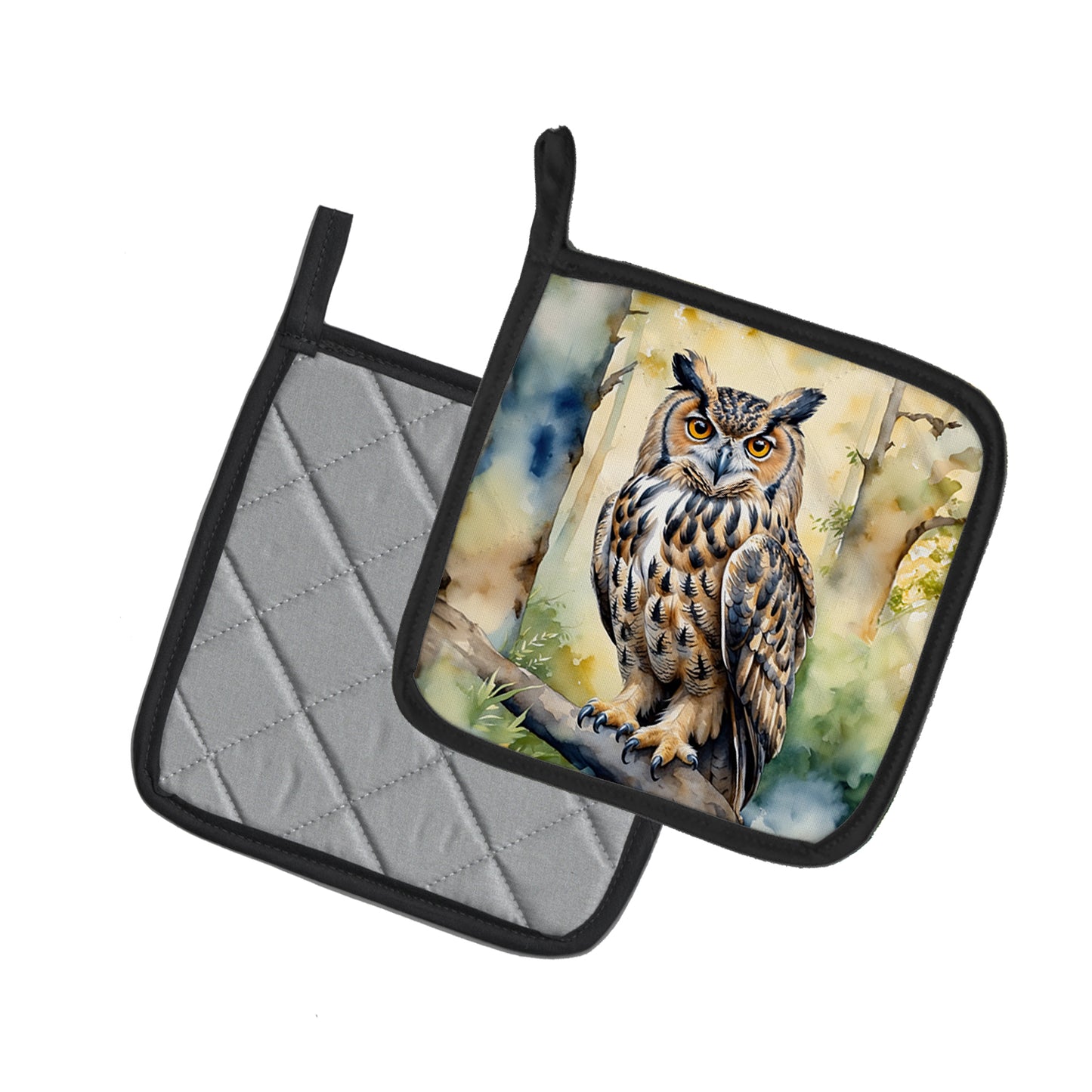 Eurasian Eagle Owl Pair of Pot Holders