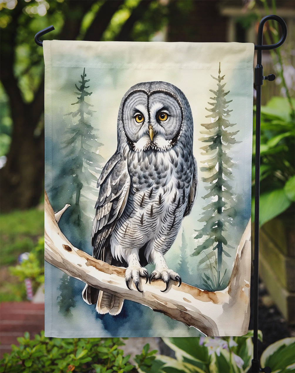 Great Gray Owl Garden Flag