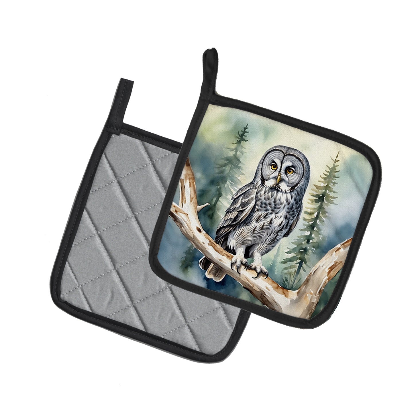 Great Gray Owl Pair of Pot Holders