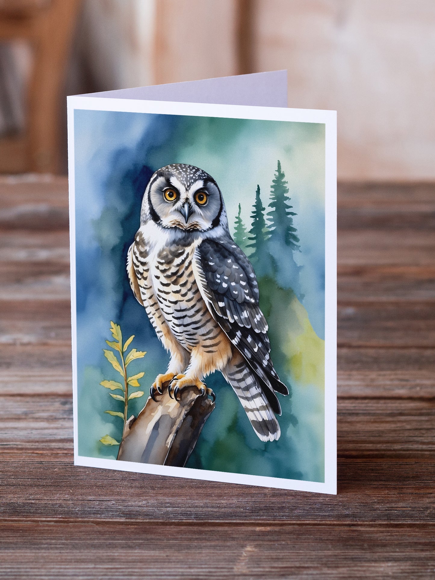 Northern Hawk Owl Greeting Cards Pack of 8