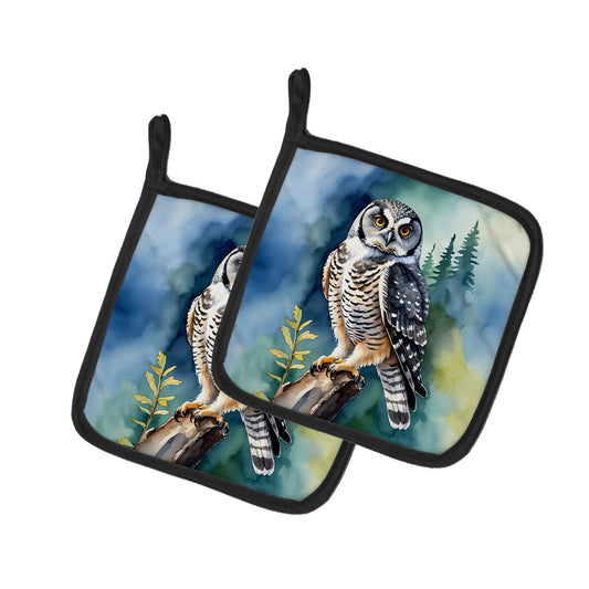 Buy this Northern Hawk Owl Pair of Pot Holders