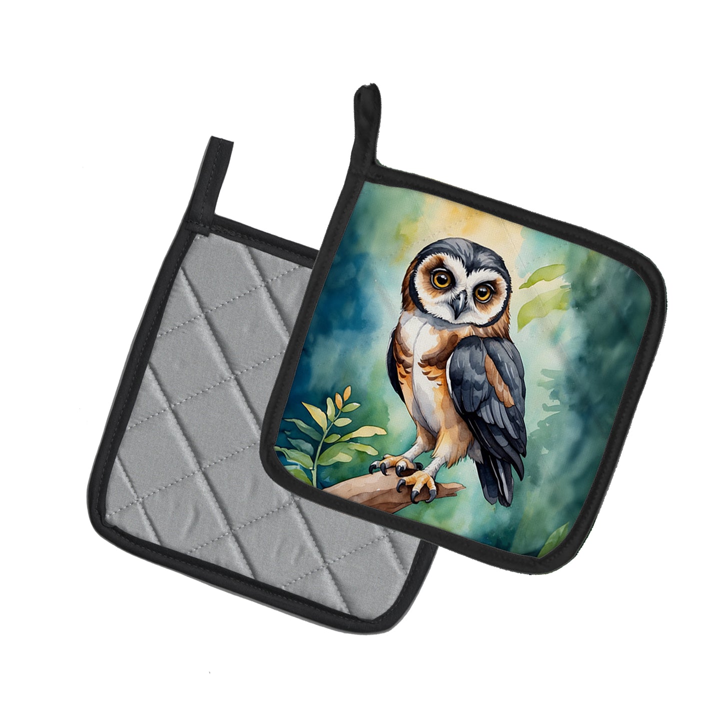 Spectacled Owl Pair of Pot Holders