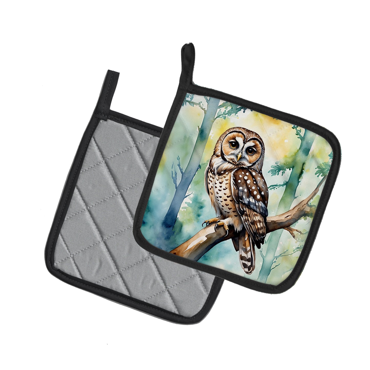 Spotted Owl Pair of Pot Holders