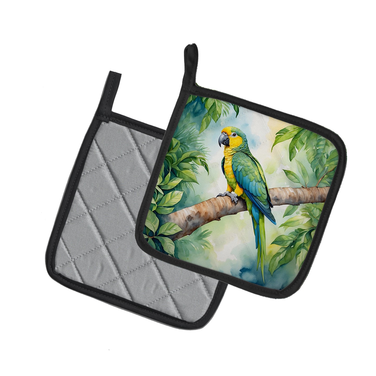 Yellownaped Amazon Parrot Pair of Pot Holders