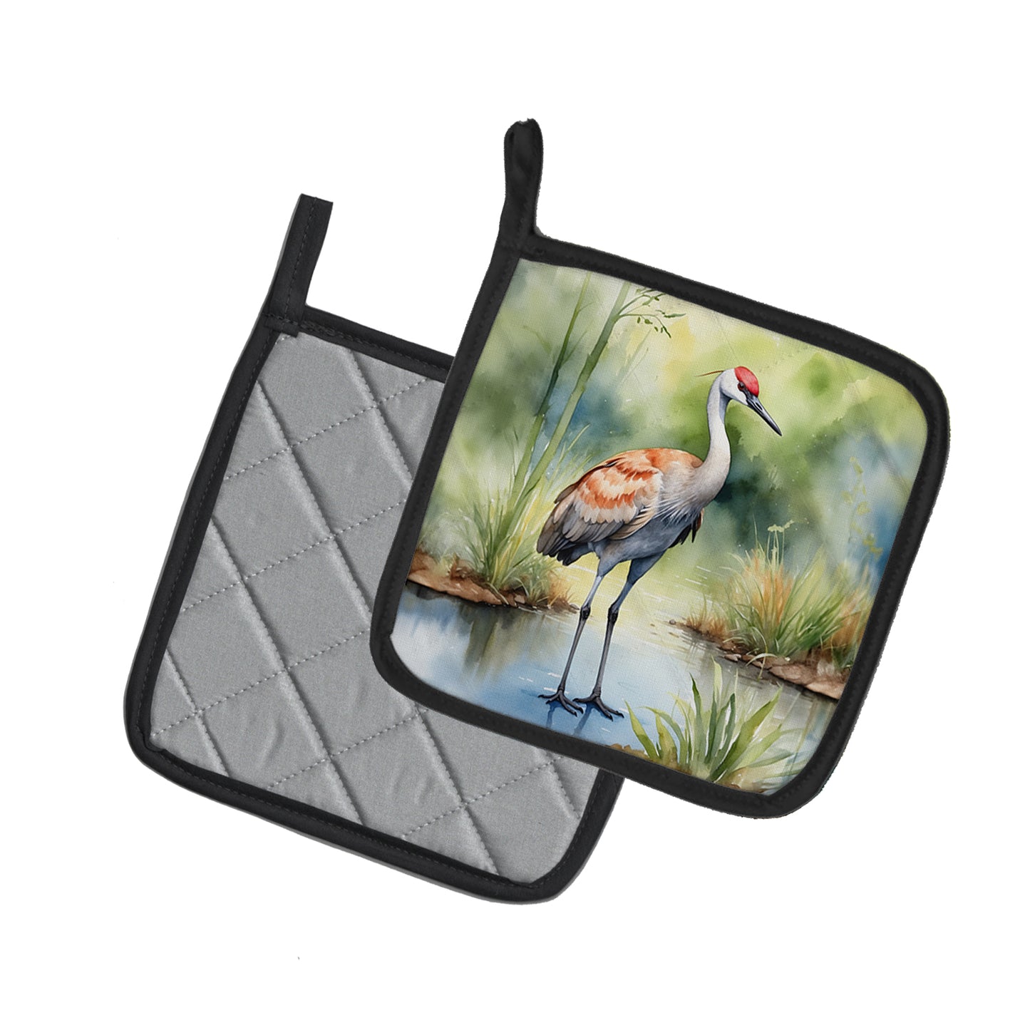 Sandhill Crane Pair of Pot Holders