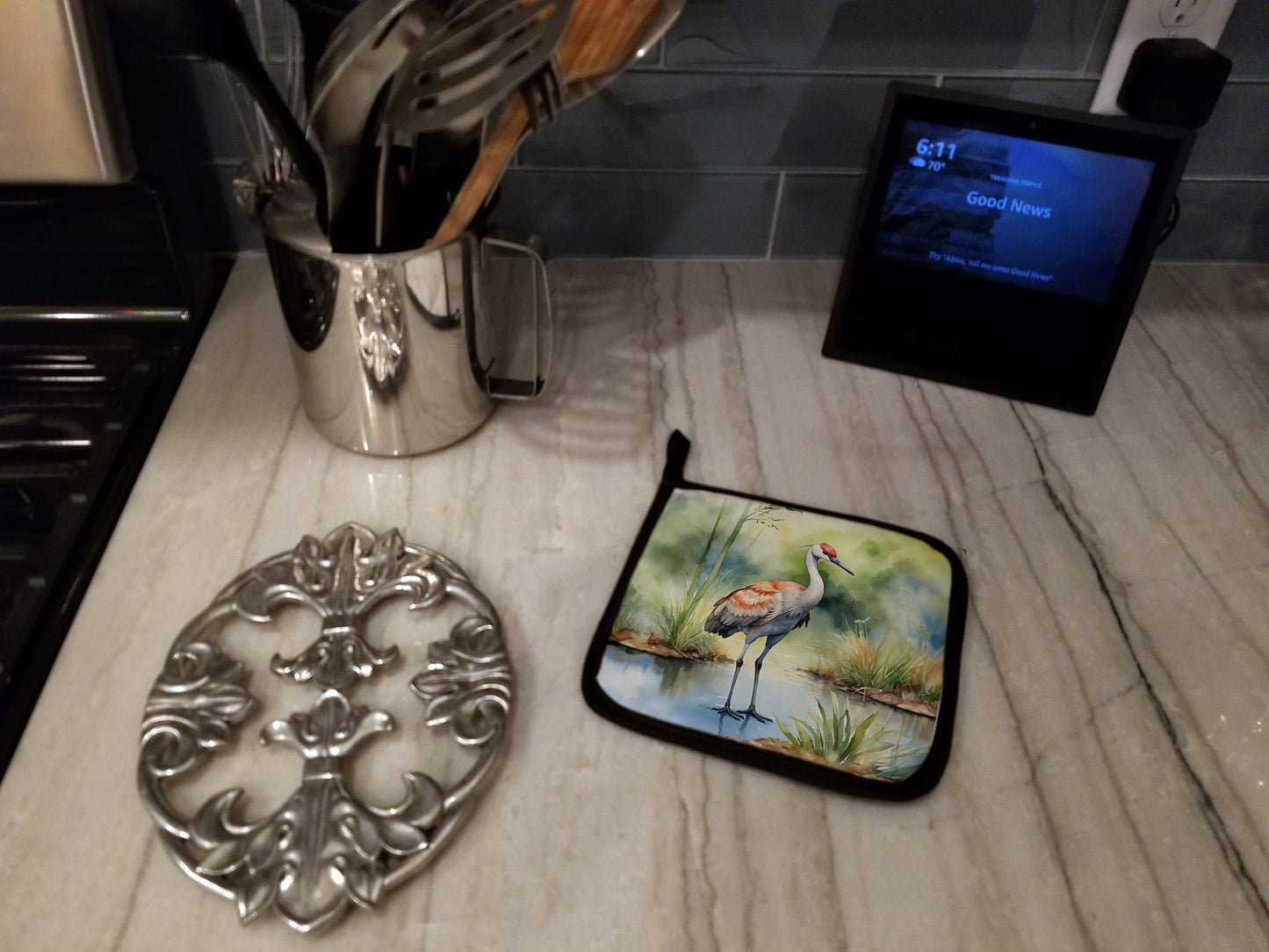 Sandhill Crane Pair of Pot Holders