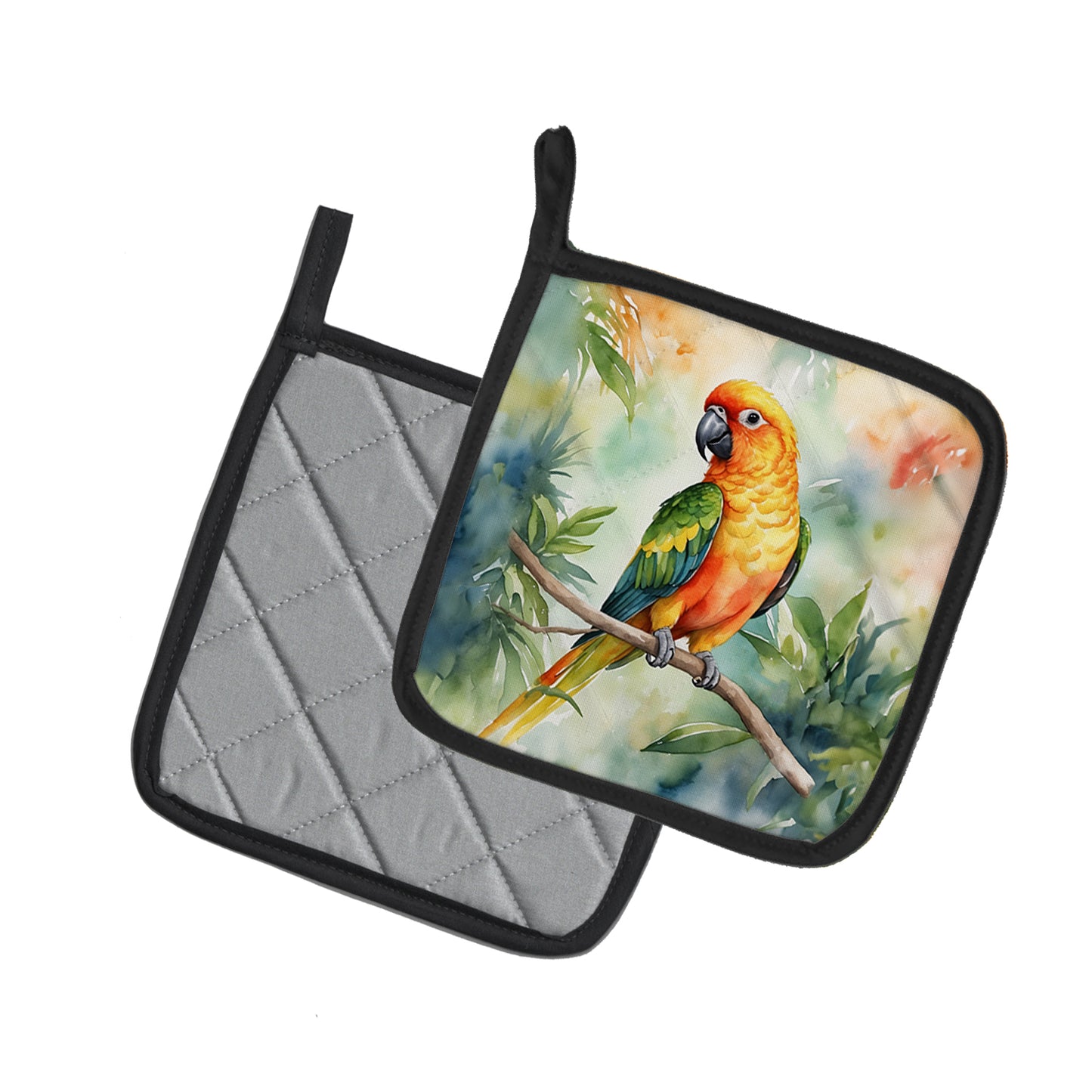 Sun Conure Pair of Pot Holders