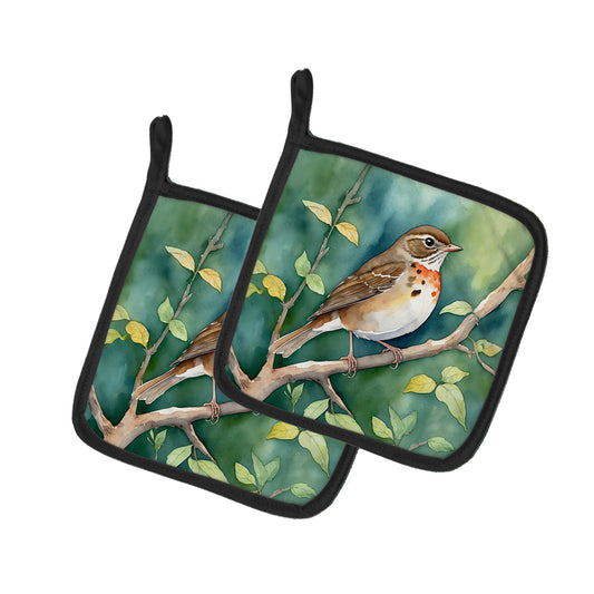 Buy this Vermont Hermit Thrush Pair of Pot Holders