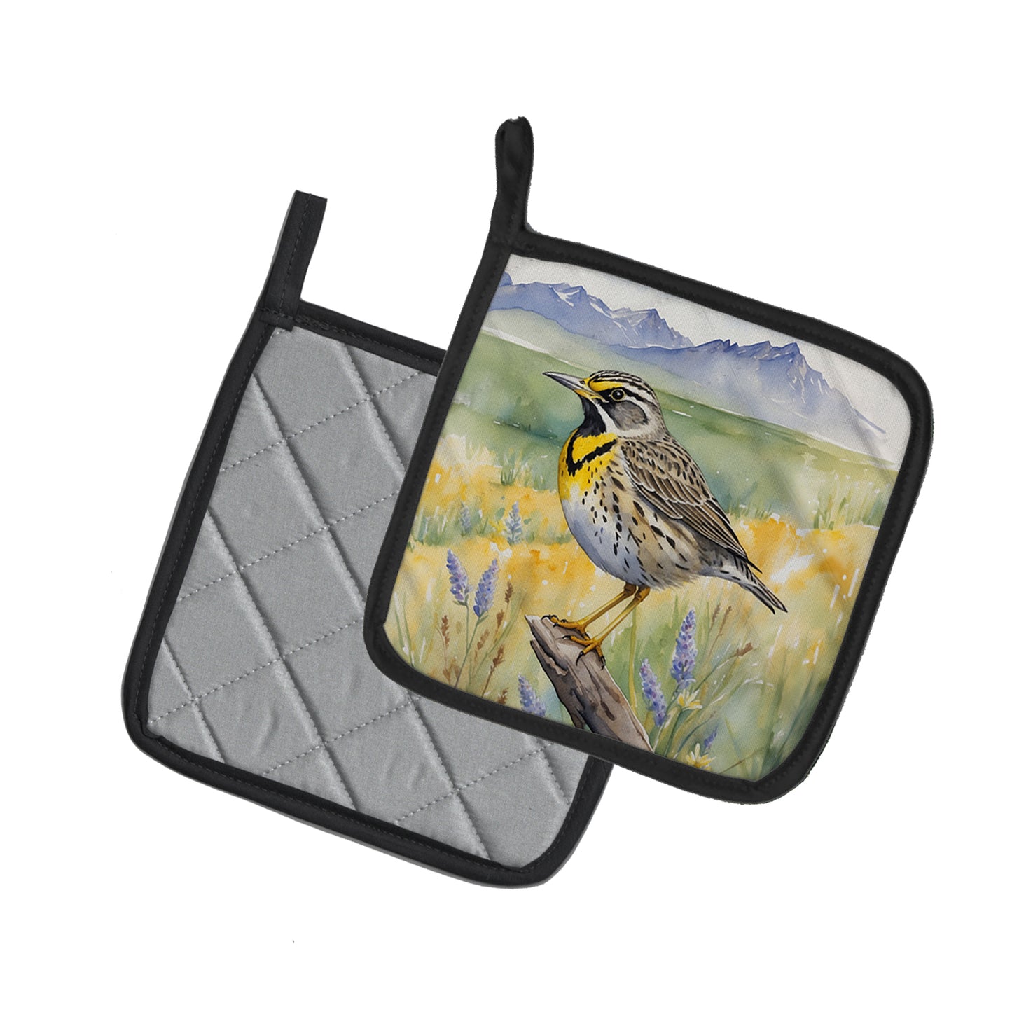 Wyoming Western Meadowlark Pair of Pot Holders