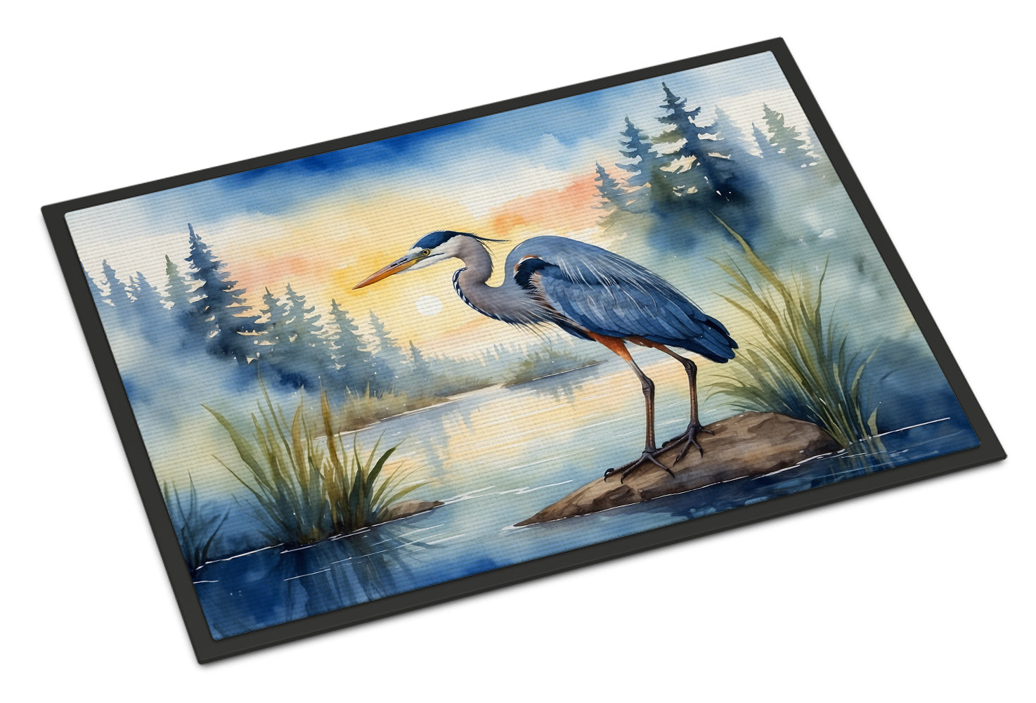 Buy this Blue Heron Emerging as the day fades Doormat