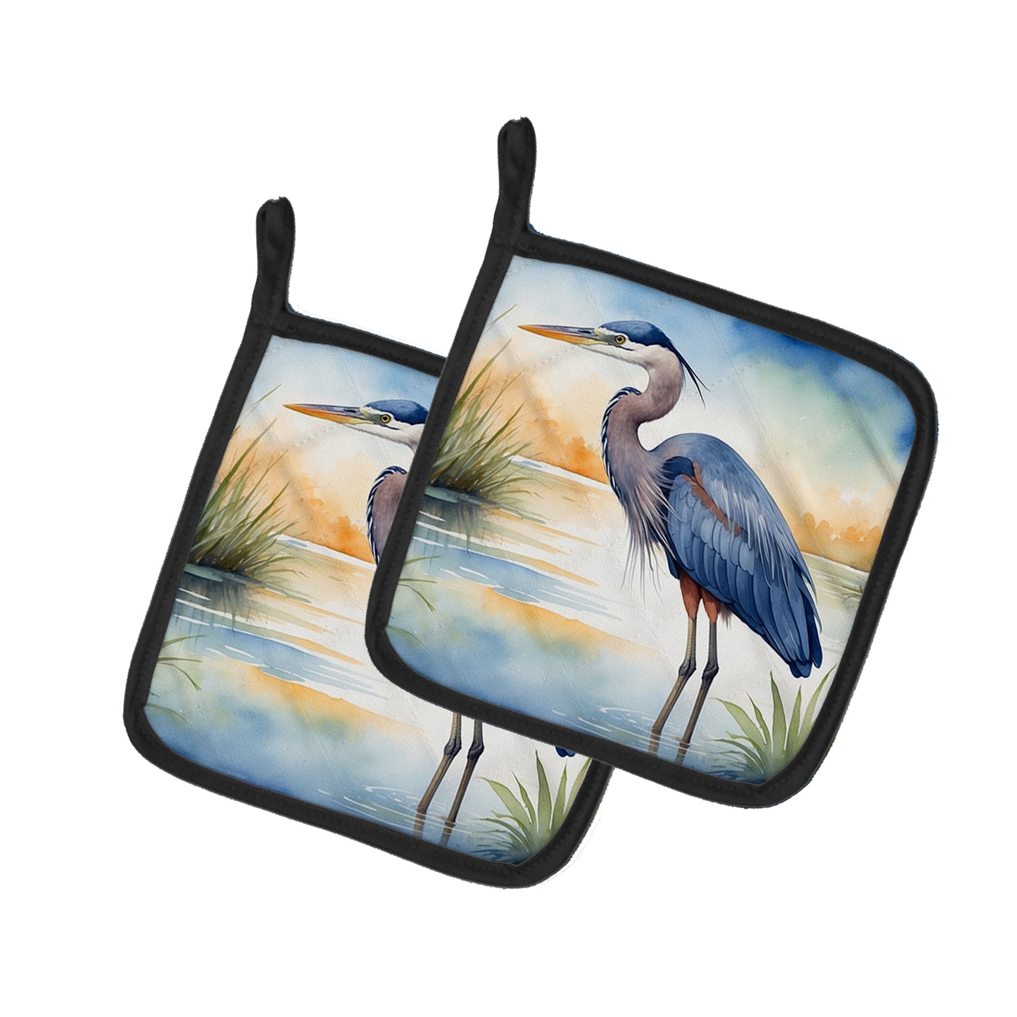 Buy this Blue Heron Emerging as the day fades Pair of Pot Holders