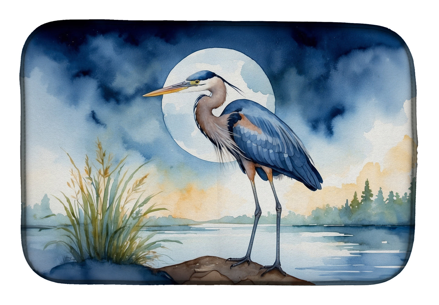 Buy this Blue Heron Under the Moonlight Dish Drying Mat