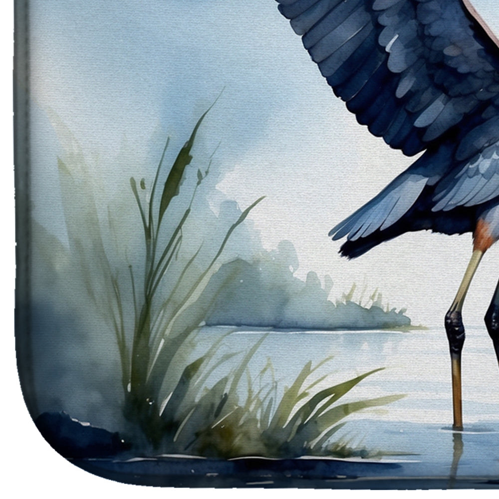 Blue Heron Under the Moonlight Dish Drying Mat