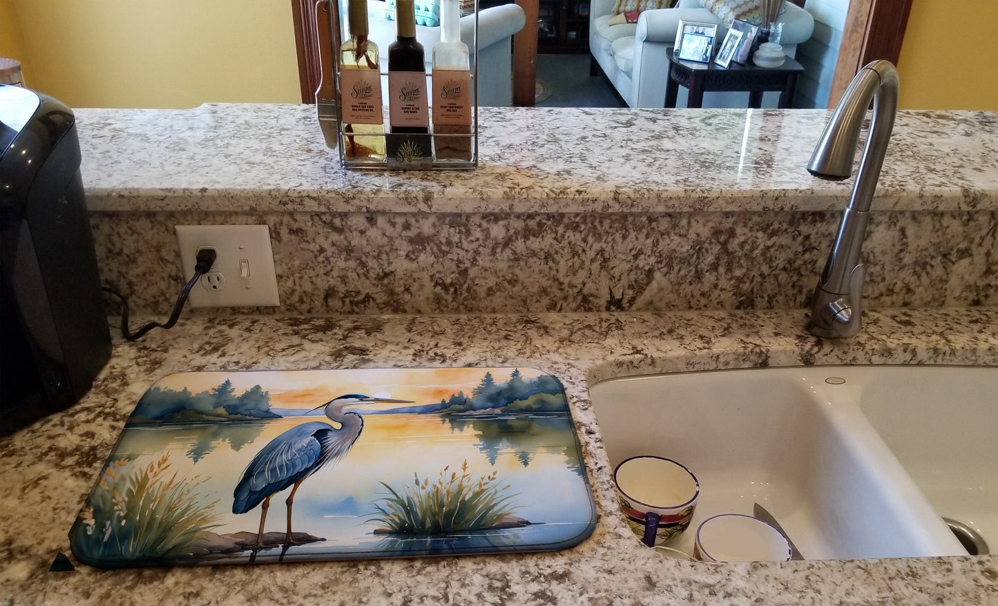 Blue Heron in the Golden Hour Dish Drying Mat