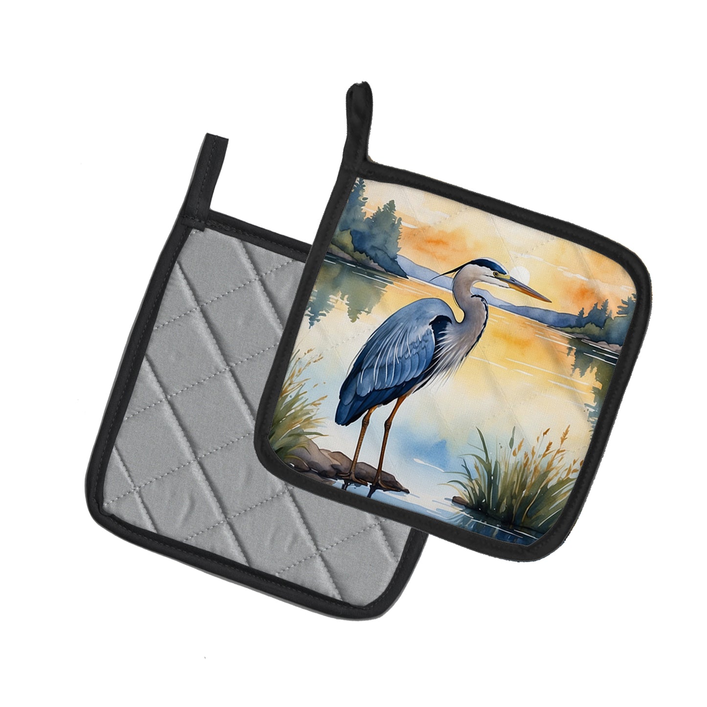 Blue Heron in the Golden Hour Pair of Pot Holders