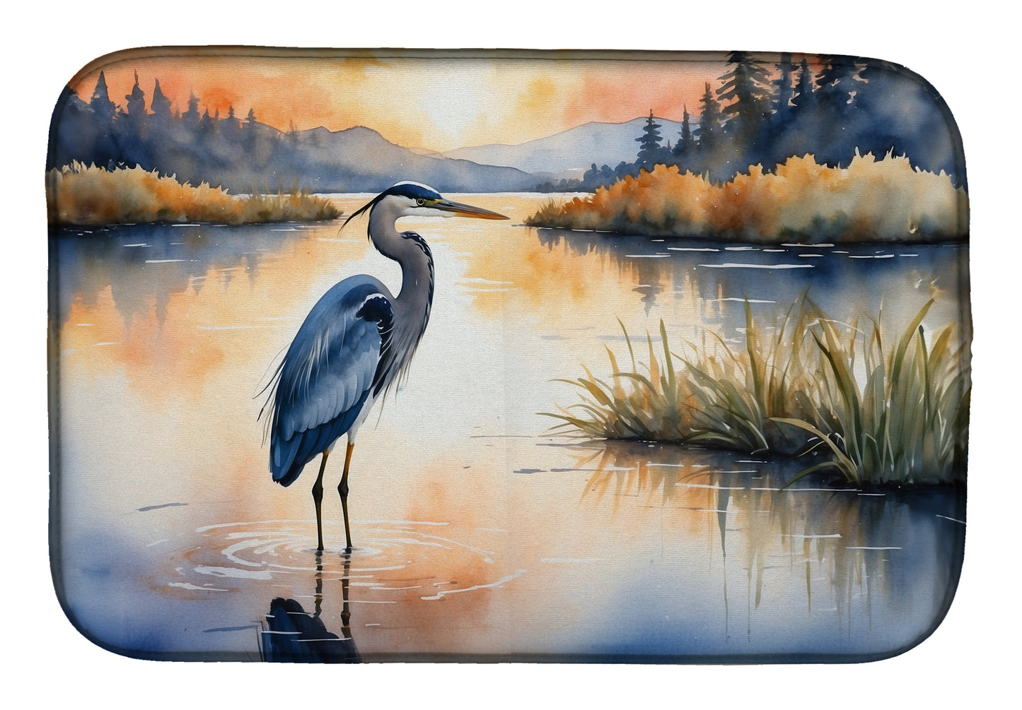 Buy this Blue Heron in the Golden Hour Dish Drying Mat