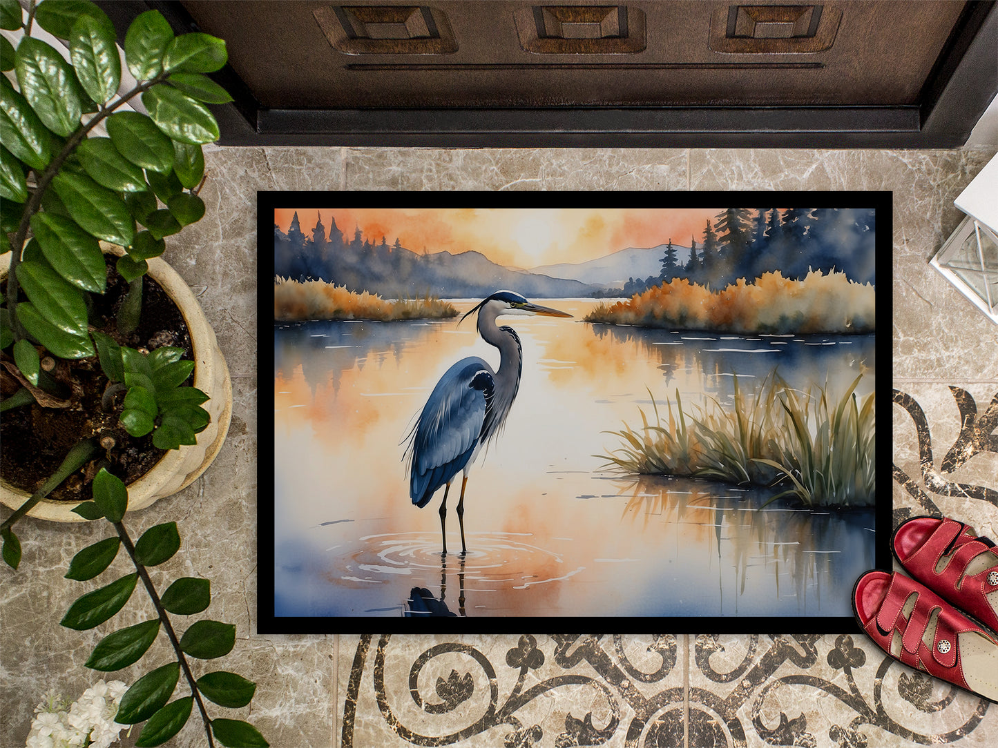 Blue Heron in the Golden Hour Doormat