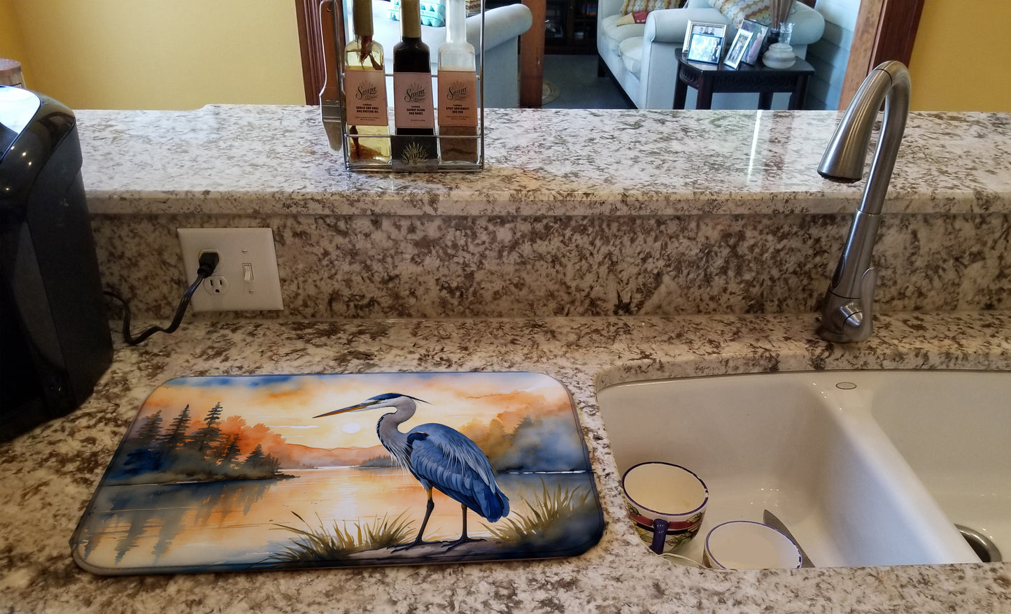 Blue Heron in the Golden Hour Dish Drying Mat