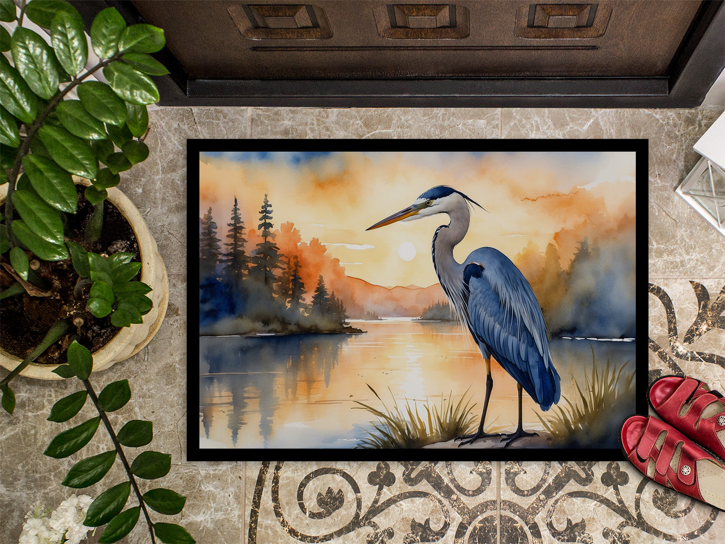 Blue Heron in the Golden Hour Doormat