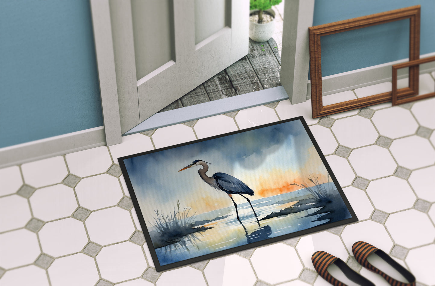 Blue Heron Barely Lit Sky Doormat