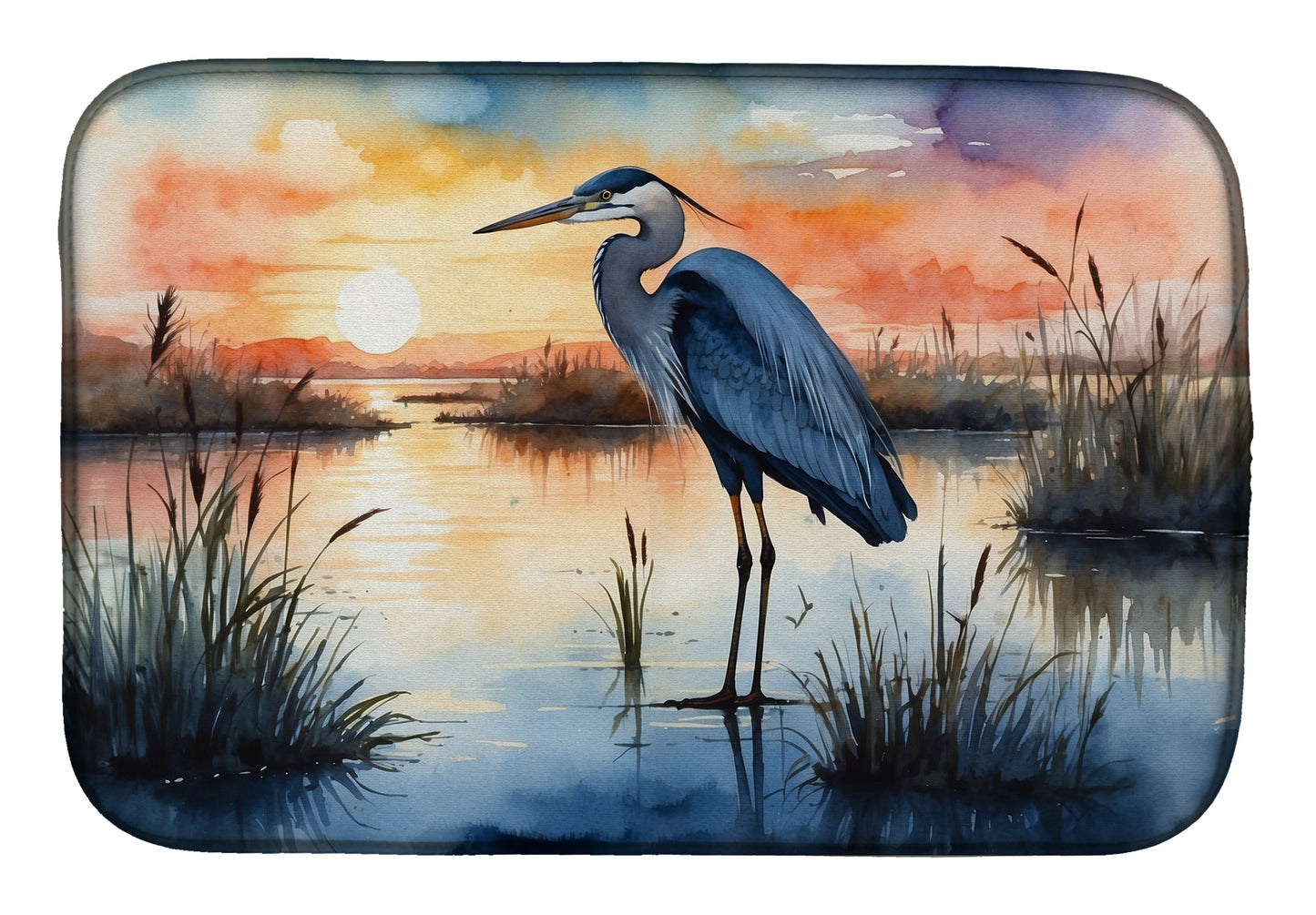 Buy this Blue Heron Setting Sun Dish Drying Mat