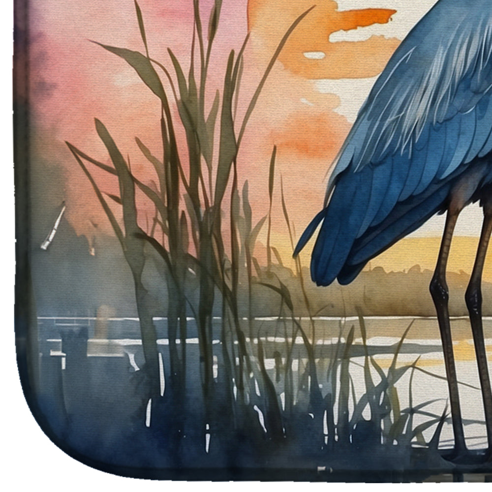 Blue Heron Setting Sun Dish Drying Mat