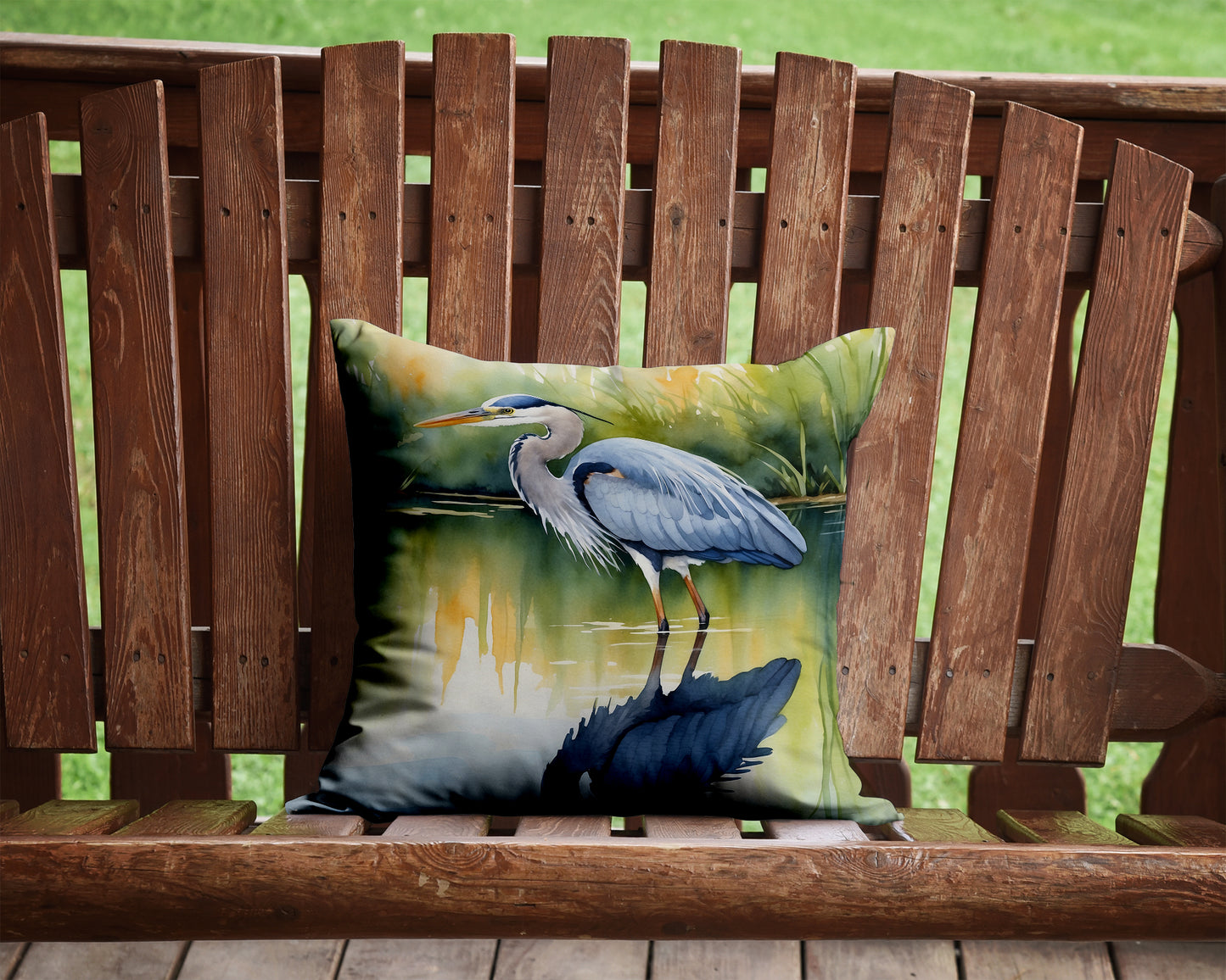 Blue Heron Stalking Prey Throw Pillow