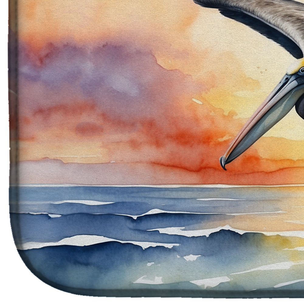 Pelican Fyling at Sunrise Dish Drying Mat