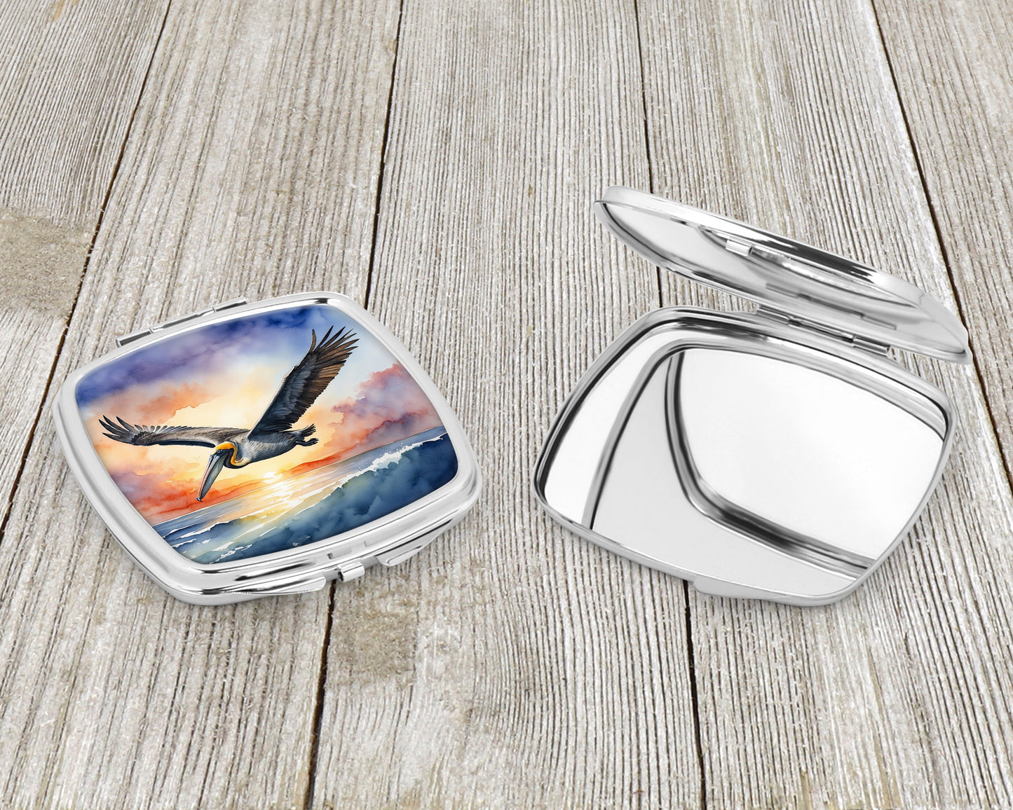 Pelican Fyling at Sunrise Compact Mirror