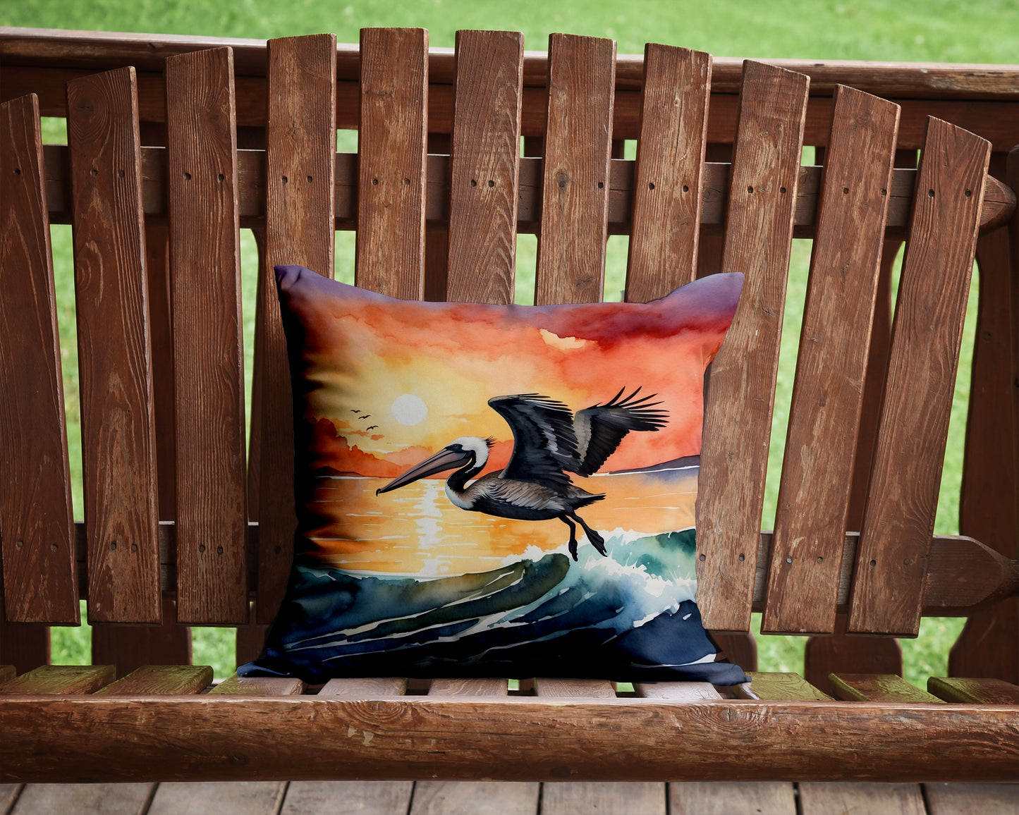 Pelican Fiery Sunset Throw Pillow